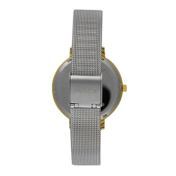 Relógio Mondaine Feminino Bicolor Prateado e Dourado Malha de Aço Coração A Prova d'água 32848LPMVBE1