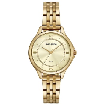 Relógio Mondaine Feminino Clássico Dourado á prova D'água 32491LPMVDE1