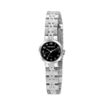 Relógio Mondaine Feminino Clássico Prateado com Visor Preto possui Numeração completa á Prova D'água 32391L0MVNE2