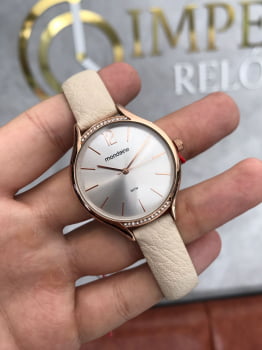 Relógio Mondaine Feminino Couro Rosé com Pedras 32159LPMVRH2