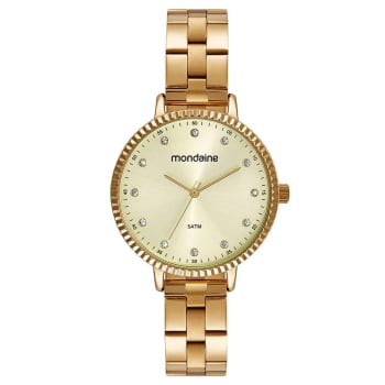 Relógio Mondaine Feminino Cristais Dourado á Prova D'água 32474LPMVDE1