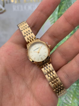 Relógio Mondaine Feminino pequeno Dourado á Prova D'água 32492LPMVDE1