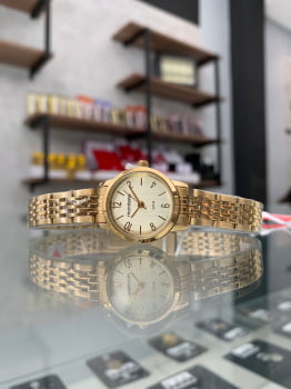 Relógio Mondaine Feminino pequeno Dourado á Prova D'água 32492LPMVDE1