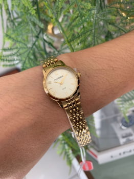 Relógio Mondaine Feminino pequeno Dourado á Prova D'água 32492LPMVDE1