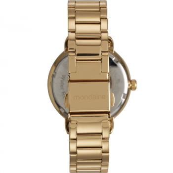 Relógio Mondaine Feminino Dourado Todo Numerado Visor Champanhe Texturizado Á Prova d'água 53657LPMVDE1