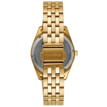 Relógio Mondaine Feminino Dourado Clássico Visor Rosa com Cristais Á Prova d'água 99872LPMVDE1