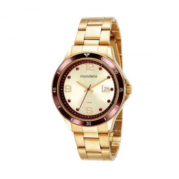 Relógio Mondaine Feminino Dourado Com Calendãrio 32294LPMVDE1