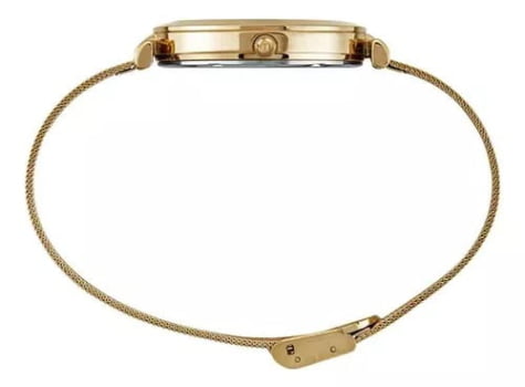 Relógio Mondaine Feminino Dourado com Pulseira Milanesa e Visor Prateado Texturizado com Cristais Á Prova d'água 32524LPMVDE1