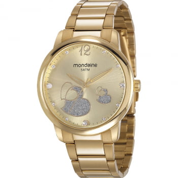 Relógio Mondaine Feminino Dourado Coração Pedras 53627LPMVDE1