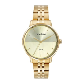 Relógio Mondaine Feminino Dourado Minimalista Visor Champanhe Á Prova d'água 32683LPMVDE1