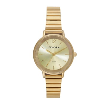 Relógio Mondaine Feminino Dourado Minimalista Visor Champagne Á Prova d'água 32784LPMVDE1