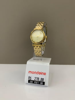 Relógio Mondaine Feminino Dourado Mostrador Champanhe Texturizado Todo Numerado Á Prova d'água 99849LPMVDE1
