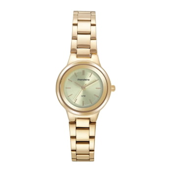 Relógio Mondaine Feminino Dourado Pequeno Minimalista Visor Champanhe Á Prova d'água 99639LPMVDE4