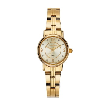 Relógio Mondaine Feminino Dourado Pequeno Visor Champanhe com Cristais Á Prova d'água 99846LPMVDE1 Relógio Mondaine Feminino Dourado Pequeno Visor Champanhe com Cristais Á Prova d'água 99846LPMVDE1