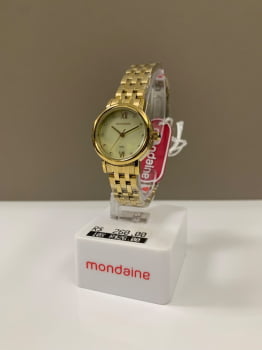 Relógio Mondaine Feminino Dourado Pequeno Visor Madrepérola com Cristais Á Prova d'água 99848LPMVDE1 Relógio Mondaine Feminino Dourado Pequeno Visor Madrepérola com Cristais Á Prova d'água 99848LPMVDE1