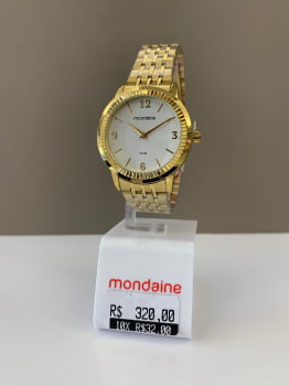 Relógio Mondaine Feminino Dourado Visor Branco Á Prova d'água 32919LPMVDE1
