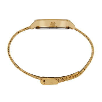 Relógio Mondaine Feminino Dourado Visor Champagne Com Cristais Pulseira Milanese Á Prova d'água 32702LPMVDE1