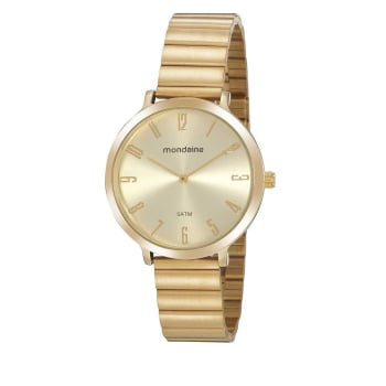  Relógio Mondaine Feminino Dourado Visor Champagne numerado Á Prova d'água 76769LPMVDE2