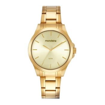 Relógio Mondaine Dourado Visor Champanhe Minimalista Á Prova d'água 83514GPMVDE1