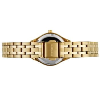 Relógio Mondaine Feminino Dourado Visor Champanhe Texturizado com Cristais Á Prova d'água 32858LPMVDE1