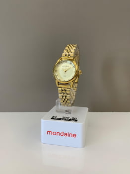 Relógio Mondaine Feminino Dourado Visor com Cristais á Prova D'água 32746LPMVDE1
