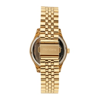 Relógio Mondaine Feminino Dourado Visor Metálico Champanhe com Cristais Á Prova d'água 99763LPMVDE3