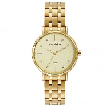 Relógio Mondaine Feminino Mostrador Texturizado Dourado á Prova D'água 32482LPMVDE1