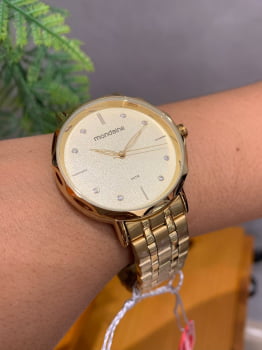 Relógio Mondaine Feminino Mostrador Texturizado Dourado á Prova D'água 32482LPMVDE1