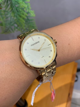 Relógio Mondaine Feminino Mostrador Texturizado Dourado á Prova D'água 32482LPMVDE1