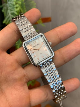 Relógio Mondaine Feminino Prata Quadrado 32358L0MVNE2