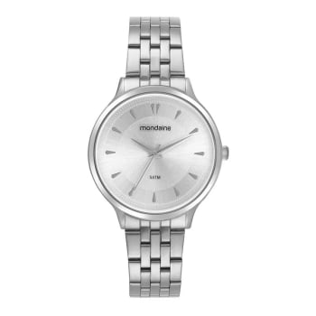 Relógio Mondaine Prateado Clássico Semi-slim Com Visor Minimalista Texturizado Á Prova d'água 99750L0MVNE2