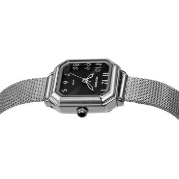 Relógio Mondaine Feminino Prateado Quadrado Visor Preto Todo Numerado Pulseira Milanese 32982L0MVNE2