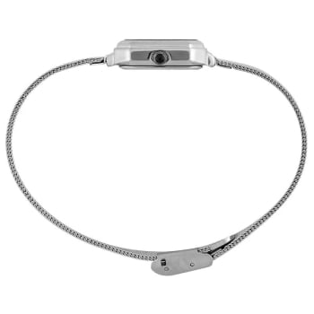 Relógio Mondaine Feminino Prateado Quadrado Visor Preto Todo Numerado Pulseira Milanese 32982L0MVNE2
