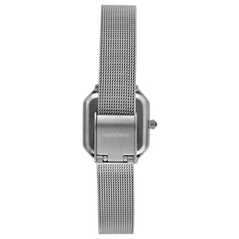 Relógio Mondaine Feminino Prateado Quadrado Visor Preto Todo Numerado Pulseira Milanese 32982L0MVNE2