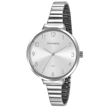 Relógio Mondaine Feminino Prateado Todo Numerado com Visor Prateado Á Prova D'água 32116L0MVNE3