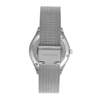 Relógio Mondaine Feminino Prateado Visor Todo Numerado com Pulseira Milanesa Á Prova d'água 99710L0MVNE3