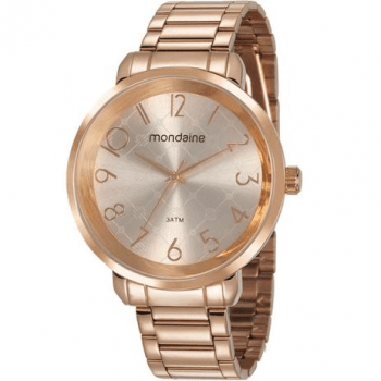 Relógio Mondaine Feminino Rose Todo Numerado Visor Rose Texturizado Á Prova d'água 53657LPMVRE2