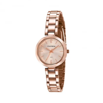 Kit Relógio Mondaine Feminino Rose Minimalista Pequeno Á Prova d´água 53611LPMVRE2