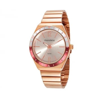 Relógio Mondaine Feminino Catraca Bicolor Bracelete Rosé 32351LPMVRE2