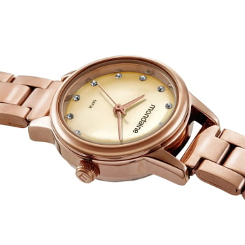 Relógio Mondaine Feminino Rose Visor Madrepérola com Cristais Pequeno Á Prova d'água 32531LPMVRE2