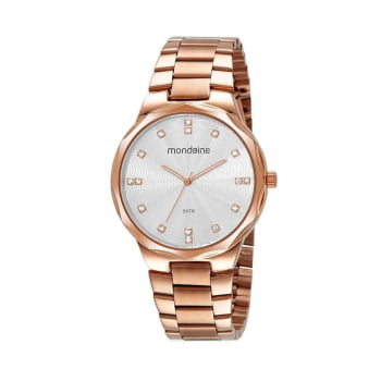  Relógio Mondaine Feminino Rosé Visor Texturizado com Cristais Á Prova d'água 32450LPMVRE3