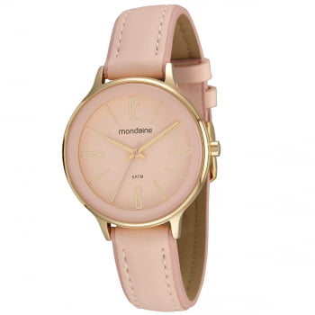 Relógio Mondaine Femino Rosa Com Pulseira de Couro - 32160LPMVDH1