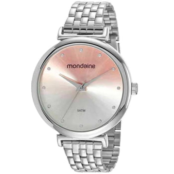 Relógio Mondaine Feminino Casual Prata Visor Degrade a prova D'água 32448L0MVNE2