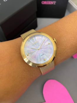 Relógio Orient Unique Feminino Dourado com Pulseira Milanesa Aço Inoxidável  FGSS0177