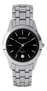 Relógio Orient Feminino Prata com calendário visor preto á Prova D'água MBSS1004A