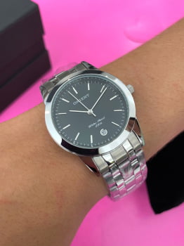 Relógio Orient Feminino Prata com calendário visor preto á Prova D'água MBSS1004A