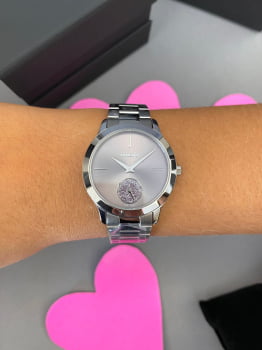 Relógio Orient Feminino Prateado com Mostrador Lilás Minimalista MRN4687L