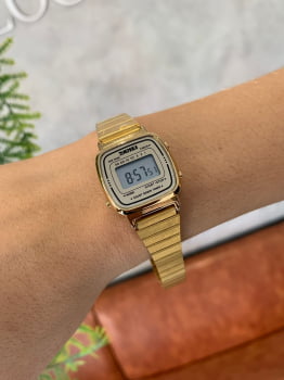 Relógio Skmei Feminino Dourado Digital Retro Vintage Mine 1252