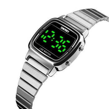 Relógio Skmei Feminino Prateado Digital LED Retro Vintage Mine 1543