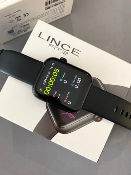 Relógio Smartwatch Lince Fit 2 Preto Esportivo inteligente troca pulseira a prova d'água LSWUQPM002 